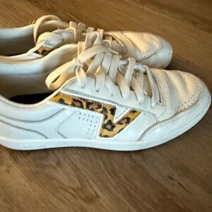 Vans White and Brown Sneakers with Animal Print Accents